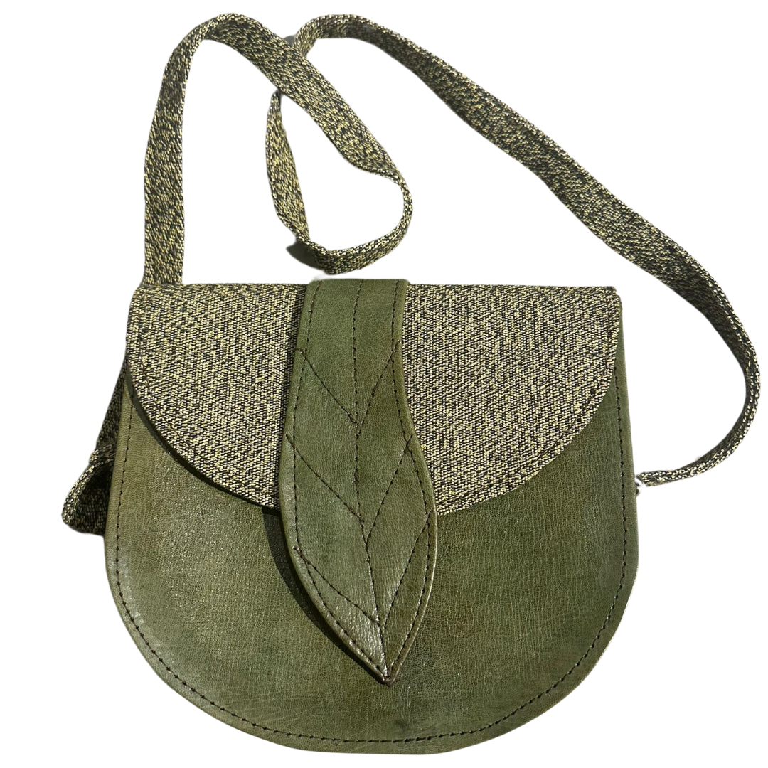 Tasche mit Blattverschluss / Grün (länglich)