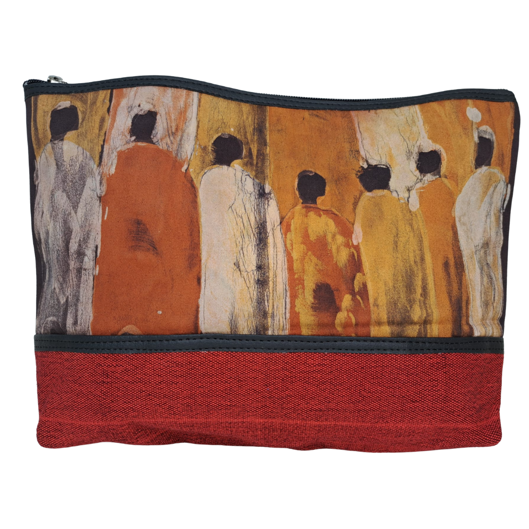 Kulturbeutel groß - rot mit Silhouette