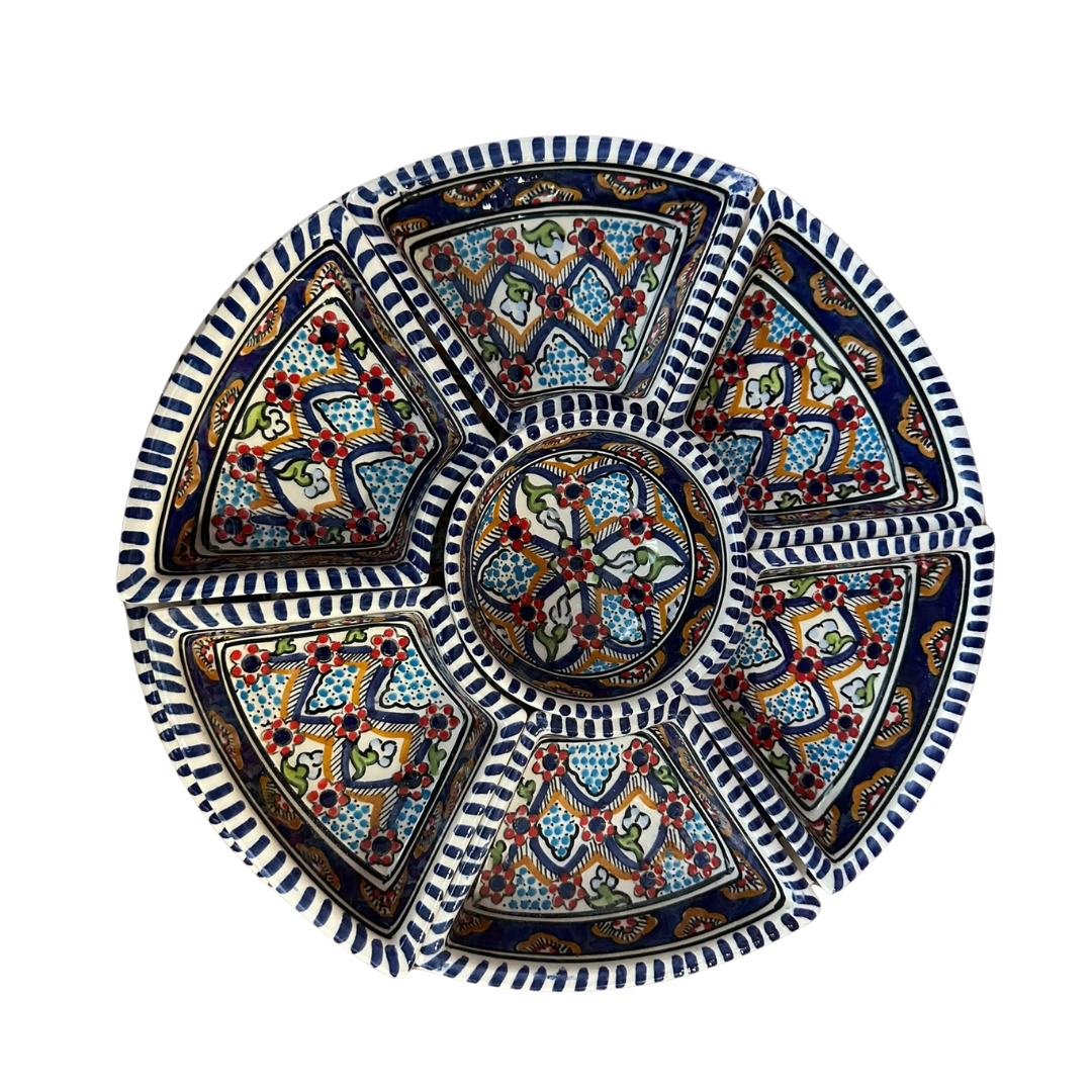 Tapasschaal bloemen donkerblauw - 30cm