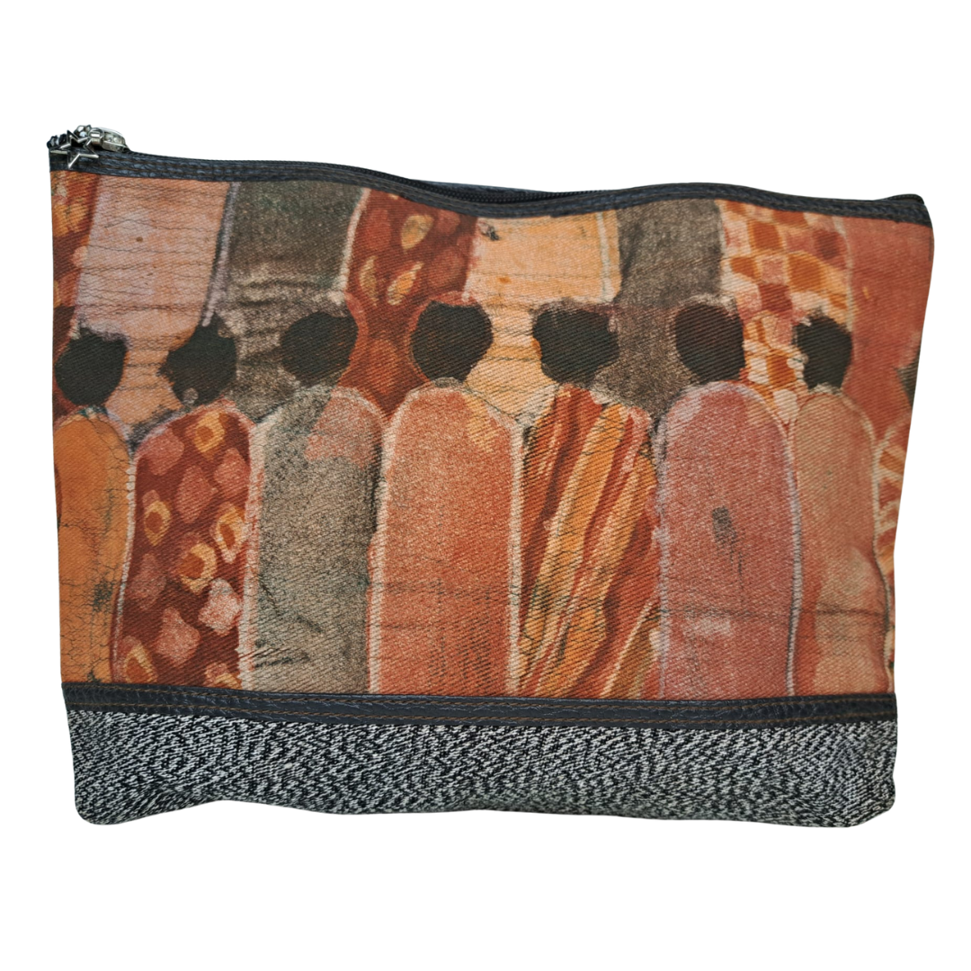 Kulturbeutel groß – Grau mit Silhouette