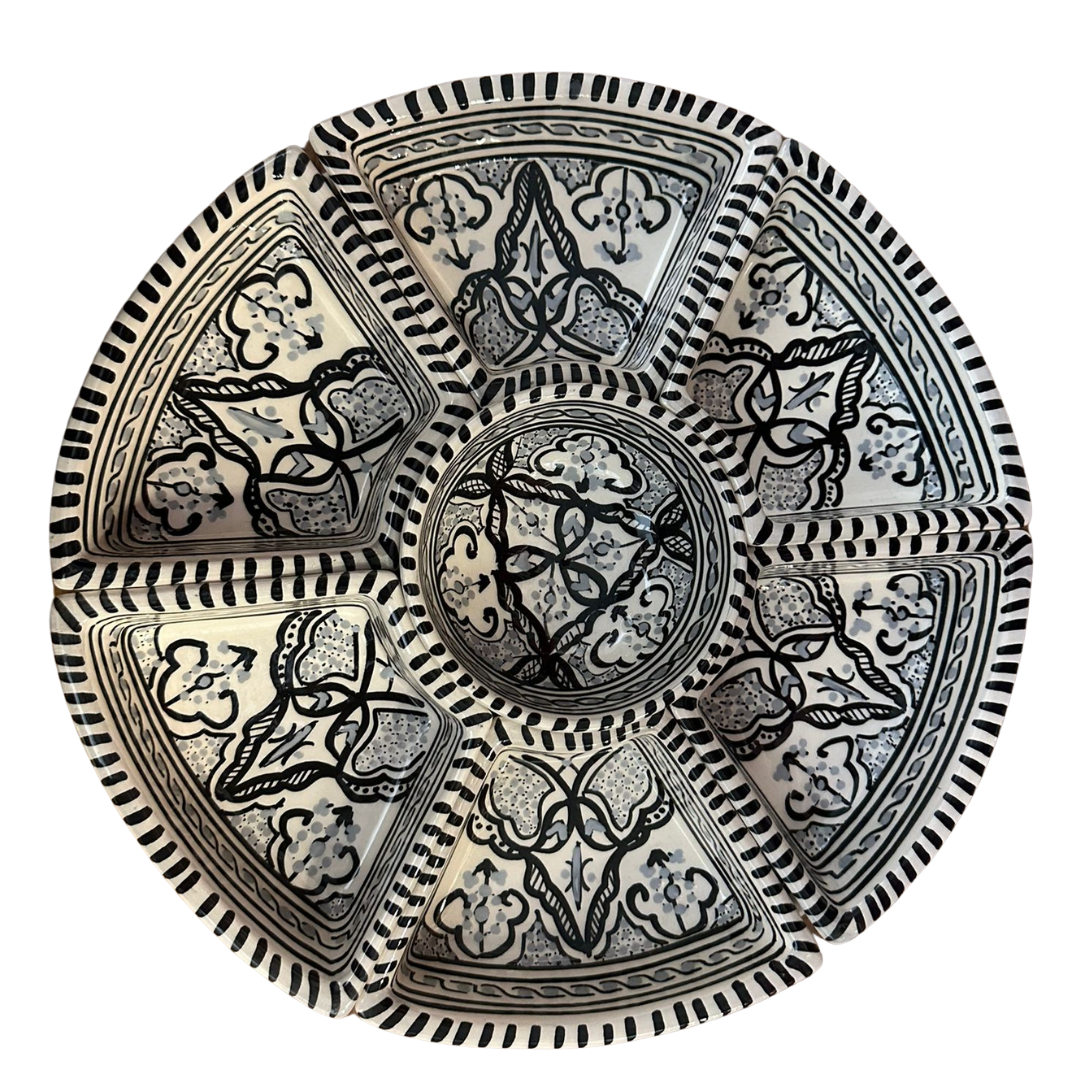 Tapasschaal zwart/wit - 30cm