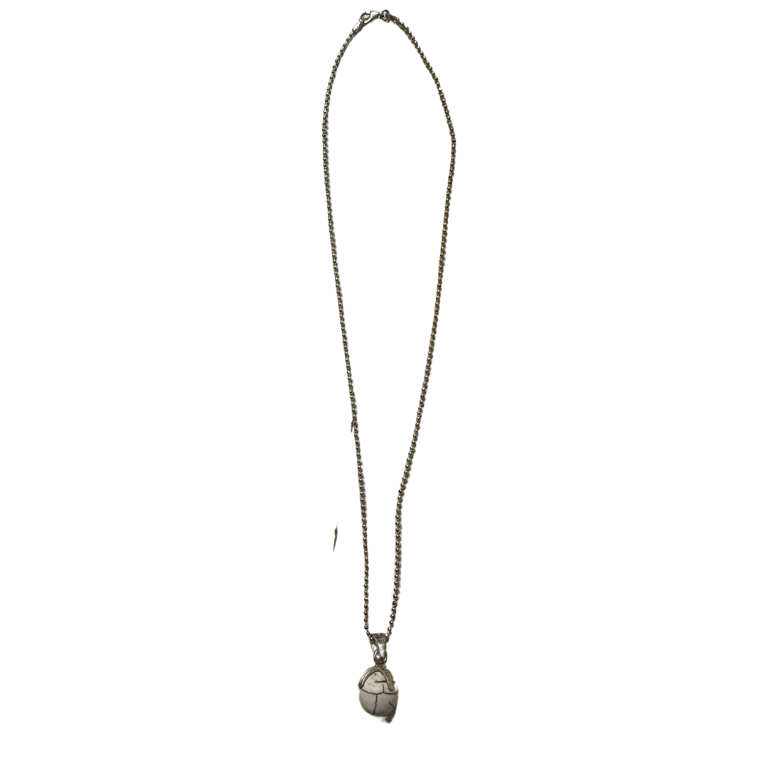 Gliederkette mit Kugel-Edelstein aus weißem Achat