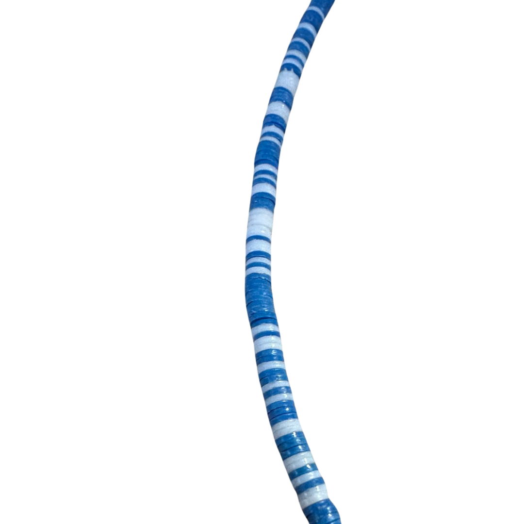 Bakelit-Halskette - blau/weiß