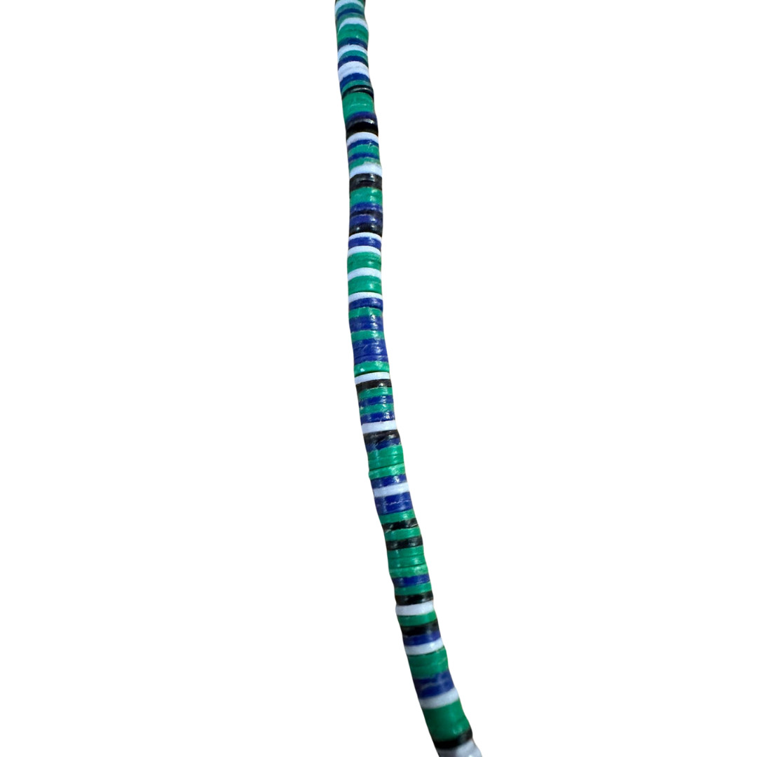 Bakelit-Halskette - grün/blau/weiß