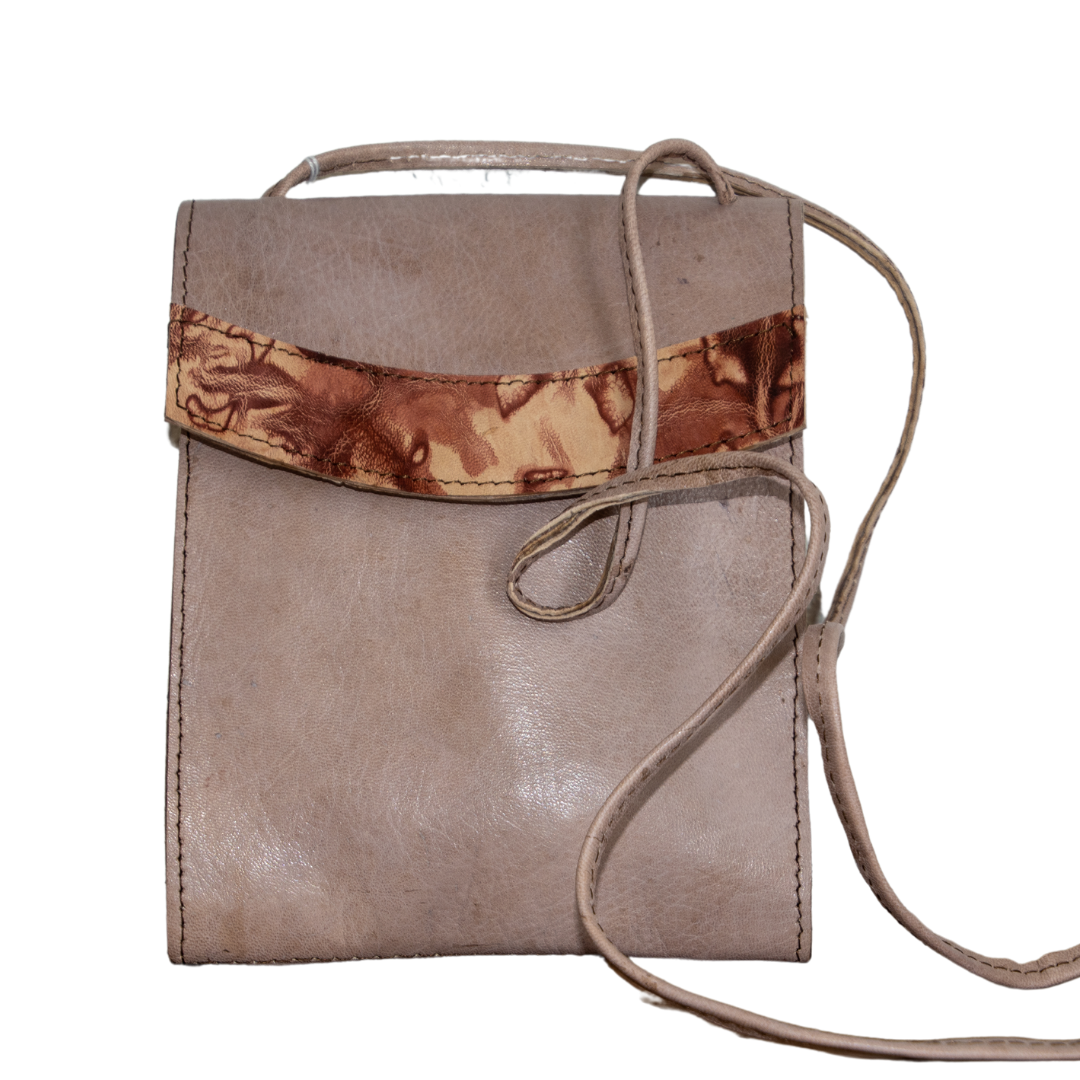 Mini bag made of ecologically tanned leather - Gray pink