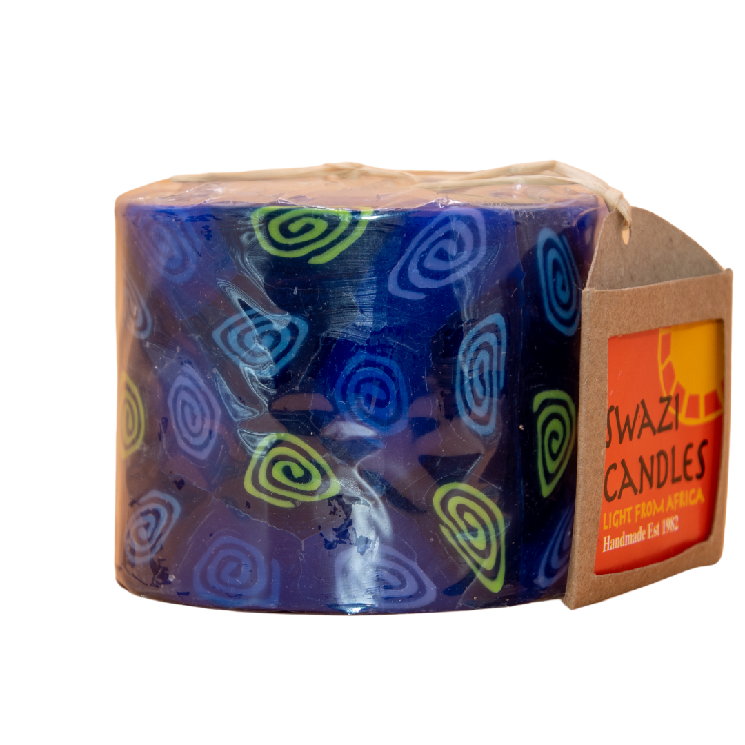 Swazi-Kerze - Blaue Spirale