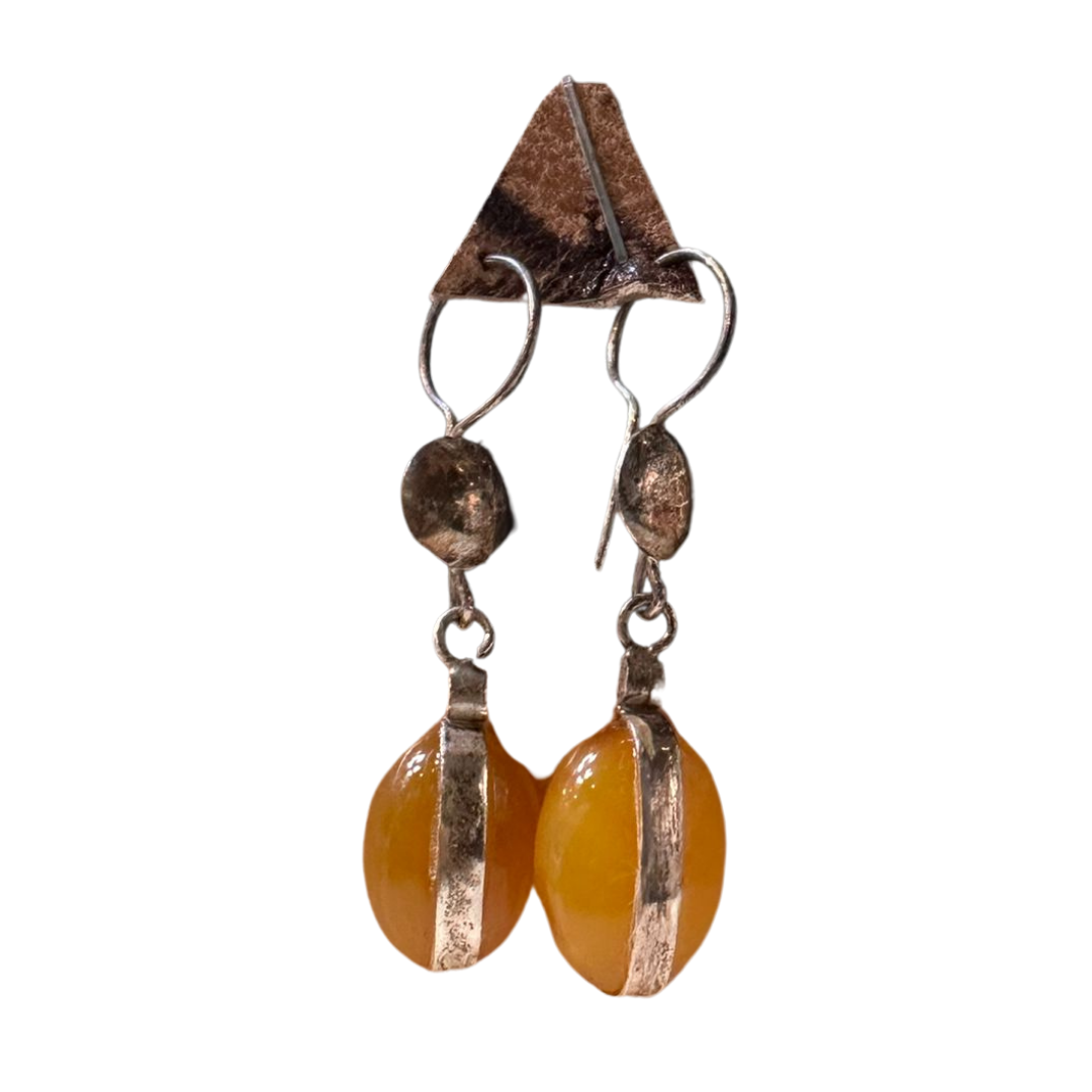 Earrings silver with orange agate