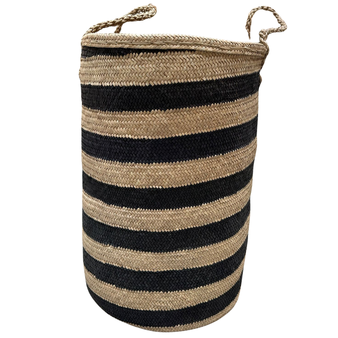 Storage basket made of palm leaf with indigo (Ycm)