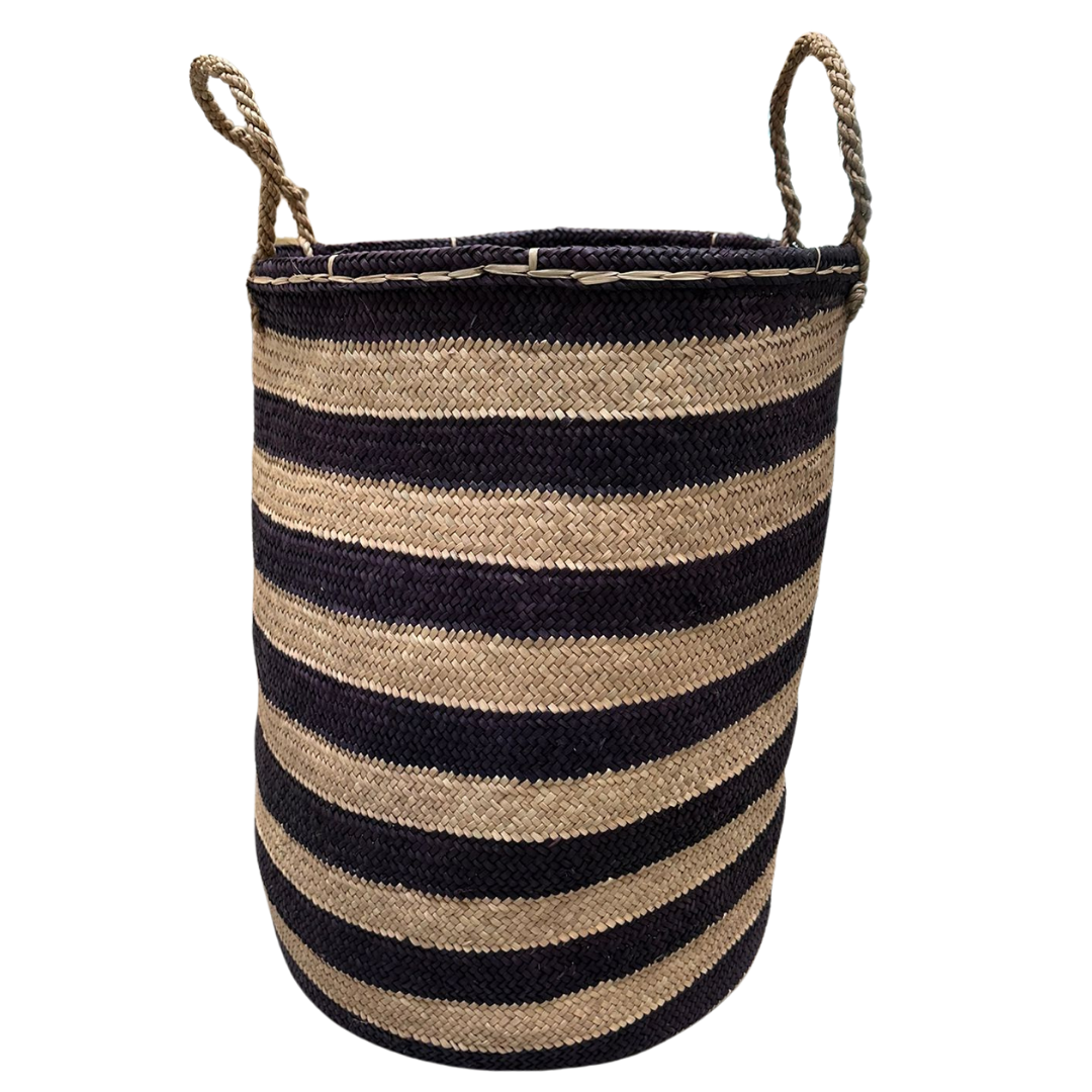 Storage basket made of palm leaf with indigo (Xcm)