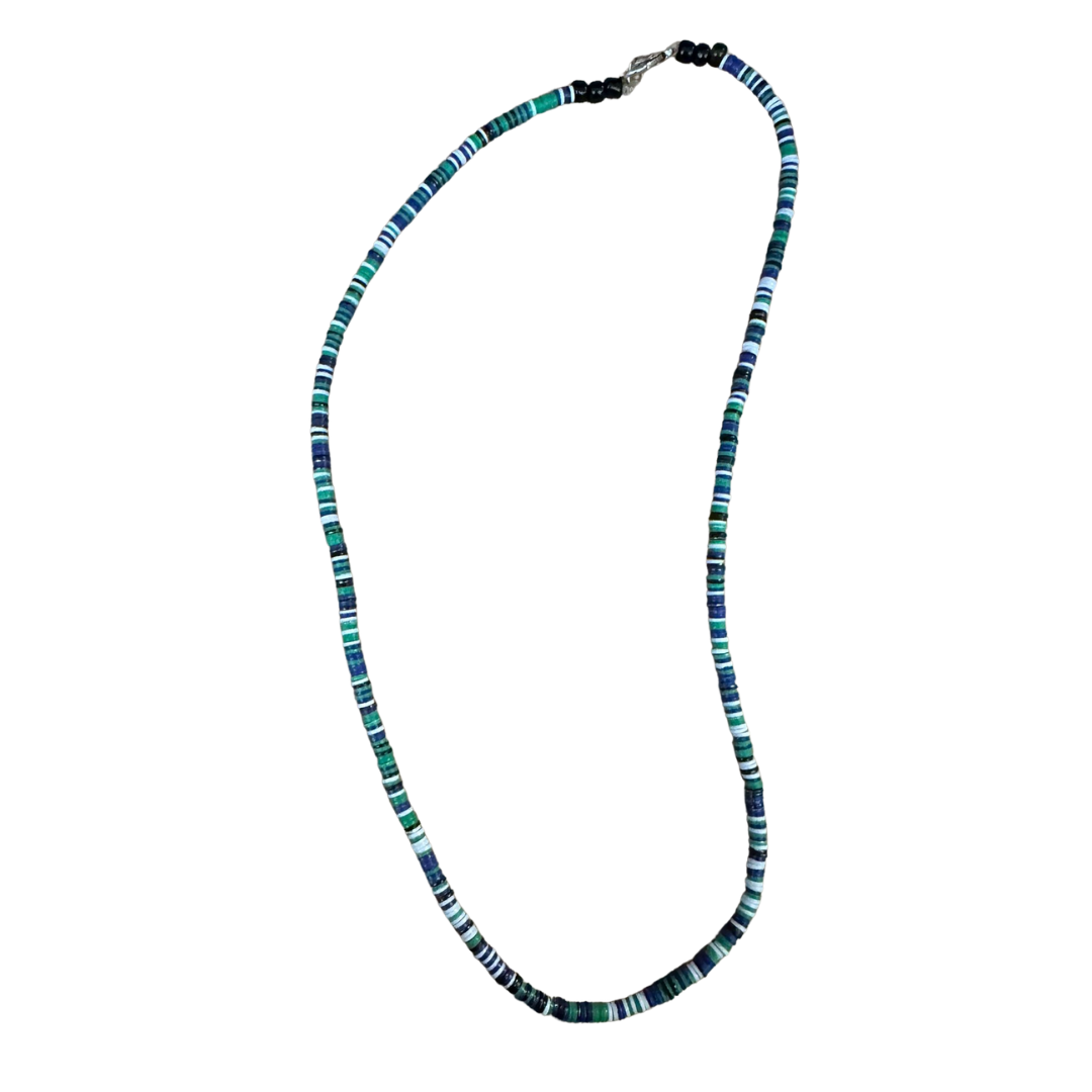 Bakelit-Halskette - grün/blau/weiß