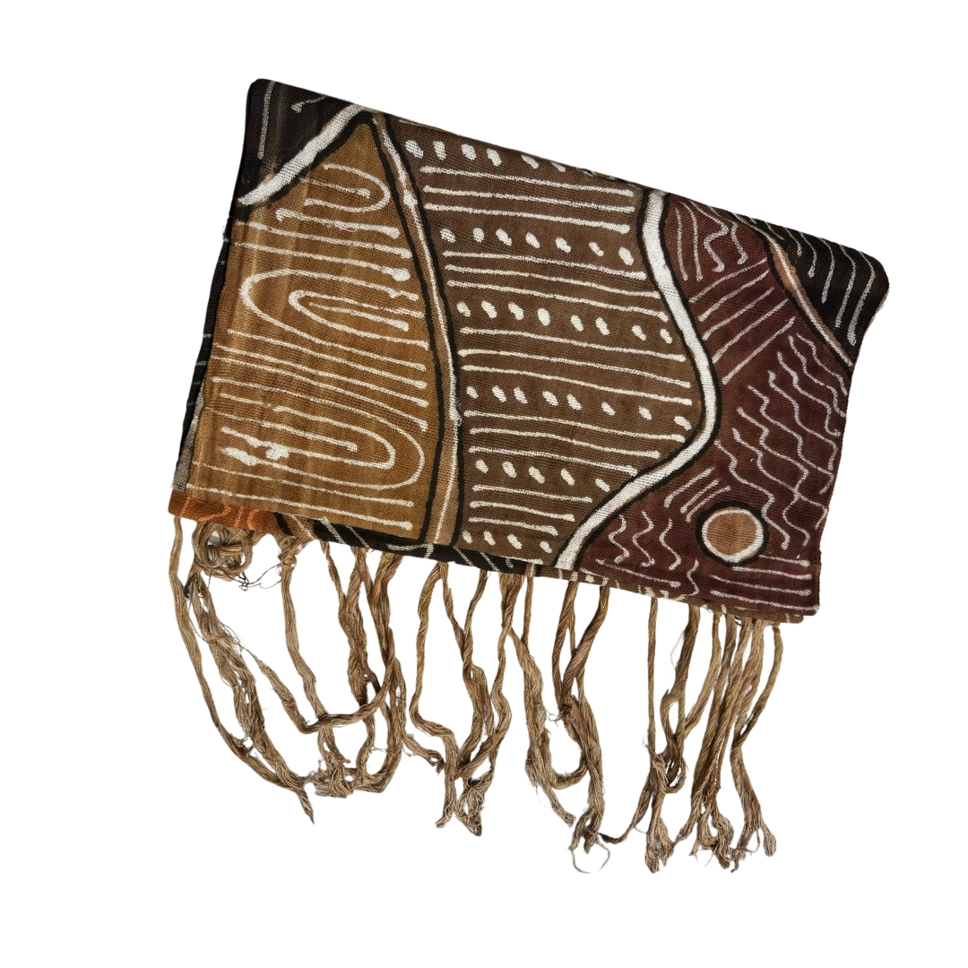 Scarf Bogolan - Brown with red