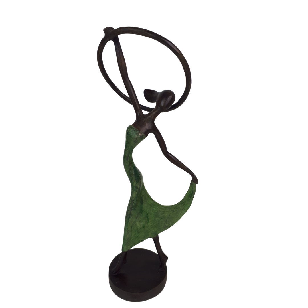Bronze statue - Woman with hoop
